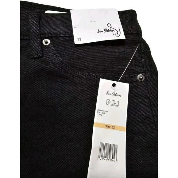 Sam Edelman CODIE Button Fly High Rise Wide Leg Ankle Crop Jeans Size 33 Black - Picture 9 of 11